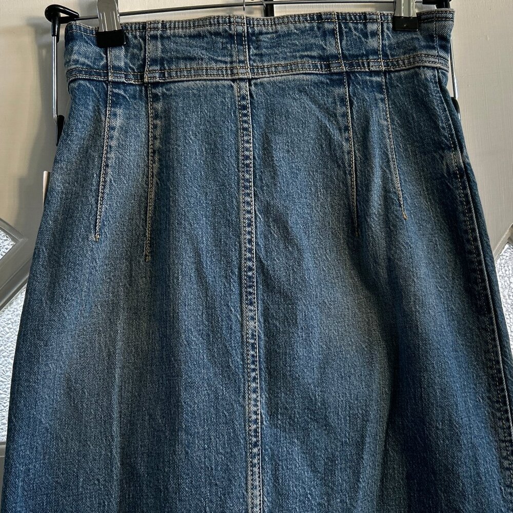 High-Rise Dark Blue Denim Midi Skirt - Unbranded - Picture 8 of 9